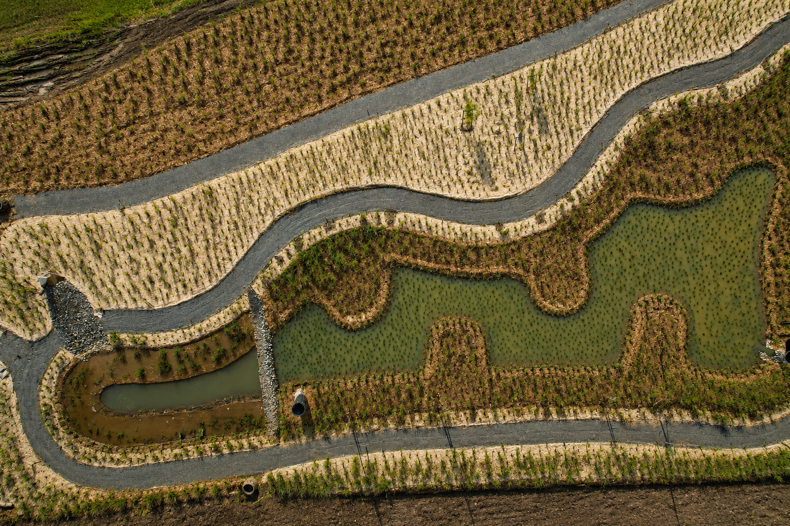 Aerial view of infrastructure landscape