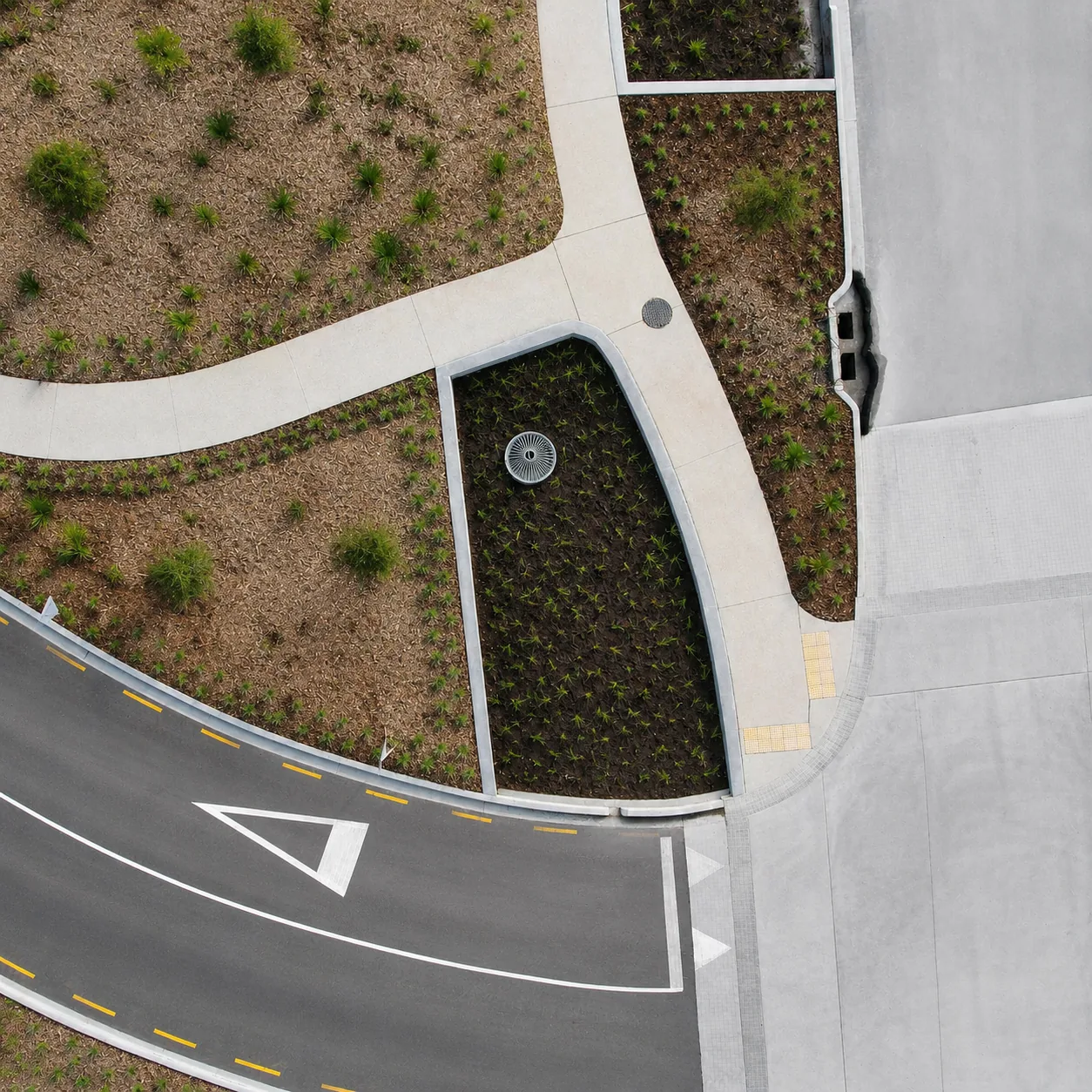Aerial view of a Planters commercial landscape delivery project